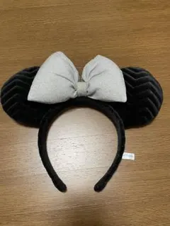 ミニーマウス風 耳付きカチューシャ 黒とグレー