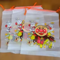 アンパンマン　ビニール 巾着袋 3枚セット　Fujiya　レトロ