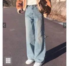 GRL グレイル　ストレートワイドデニムパンツ　cu533 ブルー　XS