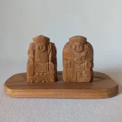 木彫り 二福神 恵比寿 大黒 縁起物 出雲一刀彫風 置物