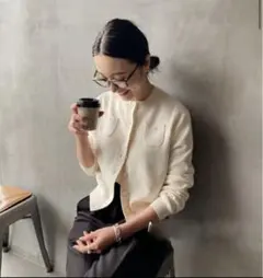 CABaN コットンカシミヤ クルーネックカーディガン