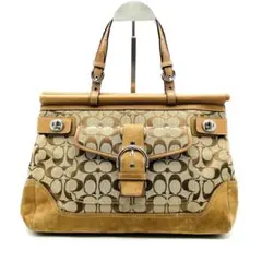 COACHコーチソーホー総柄トートバッグ茶色キャンバススエード肩掛け大 