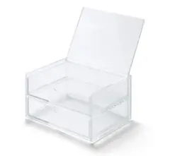 重なるアクリルケース 2段フタ付引出 + 重なるベロアケース縦 セット