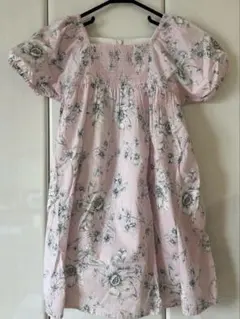 タルティーヌエショコラ　花柄ピンクチュニックワンピース130cm