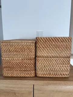 重なるラタン長方形バスケット/無印良品