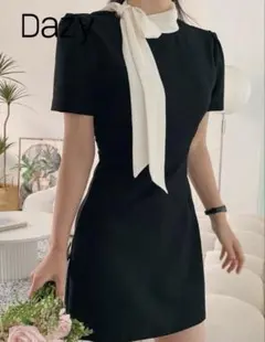 dazy リボンウエストマークショート丈ワンピース　Sサイズ