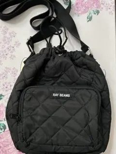 【美品】RAY BEAMS ★キルティング★巾着型ショルダーバッグ ★ブラック