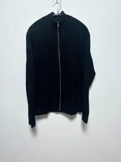 紳士　洗える畦編みフルジップカーディガン　m 黒