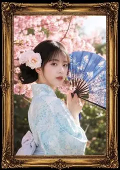 超美品！精密複製画 金箔 水色着物美人 アクリル画 絵画 箔押し - メルカリ
