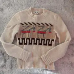 pure jump 馬模様 長袖ニットセーター　ヴィンテージ