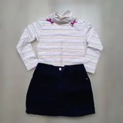 Cherokee ストライプ タートルネック + ネイビースカート 110