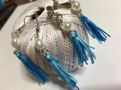 ハンドメイド ブルー パール ピアスorイヤリング