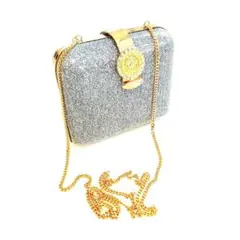 パーティーバッグ グリッター グレー ゴールド 2way