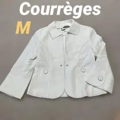 【美品】Courrèges ホワイト テーラードジャケット 取り外し可能襟付