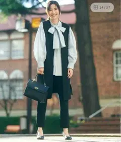 【美品】アンフィーロ BEAUTY MOVE ロングジレ ブラック M