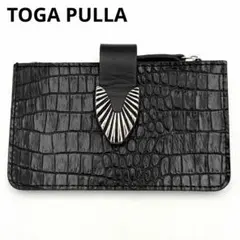 トーガ プルラ 財布 カードケース 小銭入れ クロコ型押し 黒 ウエスタンベルト