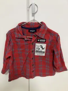 kladskap クレードスコープ　シャツ　赤 チェック柄 恐竜 90cm