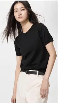 UNIQLO 半袖ニット ブラック Mのサムネイル