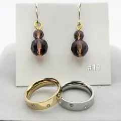 【S】3点 メッキ アクセサリー ピアス リング ゴールド シルバー 11号