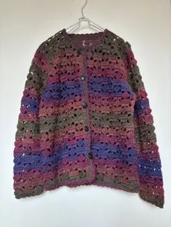used ハンドニットカーディガン クロシェカーディガン