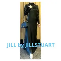 ジルスチュアート サテンナローキャミワンピース 黒 ロングドレス マキシ 結婚式