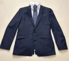 【大きいサイズ】スーツセレクト ジャケットのみ ネイビーチェック柄　XL