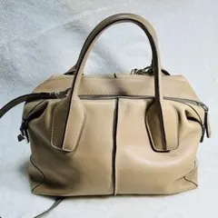 Tod's トッズベージュ レザー ハンドバッグ 2wayバック