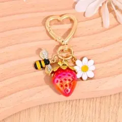 バッグチャーム ハート ハチ 花 可愛い キーリング