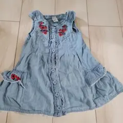 ザラキッズ　ZARA kids デニム刺繍ワンピース　104cm　3〜4y