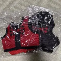 ペット用ハーネス リード セット 赤黒 2点セットのサムネイル