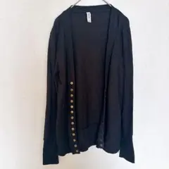 ✨一点限り✨ 【M】ブラック カーディガン トップス　長袖　黒　ボタン付き