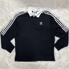 adidas ブラック 長袖ポロシャツ