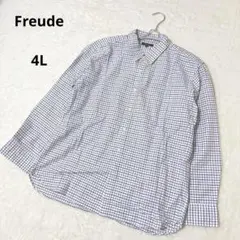 フロイデ シャツ 4L ホワイト パープル ネイビー チェック しまむら 綿