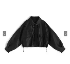 GRL 襟レザーブルゾンジャケット 黒 フリーサイズ