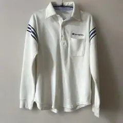 Champion 長袖ポロシャツ ホワイト
