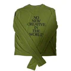 オリーブグリーン 長袖Tシャツ プリント入り