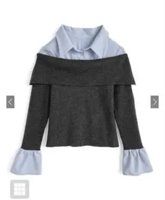GRL シャツドッキングオフショルダーニットトップス［ru1257］