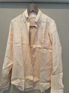 オレンジ リネン ボタンダウンシャツ