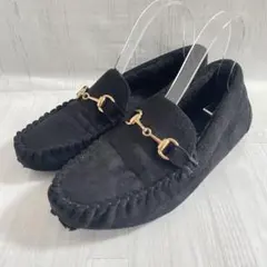 スエード　ブラック　モカシン　M ゴールドビット　レディース