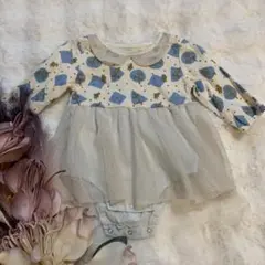 ❤️Petite Cream❤️アイボリーの雪ツリー熊ゴールドチュールレースワンピ