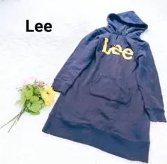 リー【M】パーカーワンピース　ビッグプリント　ロゴプリント　ポッケ　カジュアル