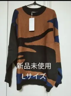 Lui's Lサイズ ニットセーター ブラウン/ブラック/ブルー