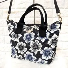 【美品✨】katespade ケイトスペード　バッグ　花柄　ネイビー　2way