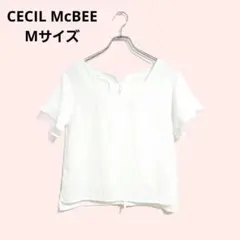 セシルマクビー 半袖ブラウス M 白 シフォン調 薄手 インナー おでかけのサムネイル
