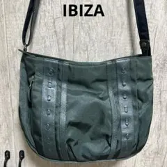 IBIZA ショルダーバッグ　レザー＆ナイロン　グリーン