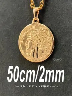 【ビッグ コインネックレス ゴールド 2mm 50cm】ステンレス a47のサムネイル