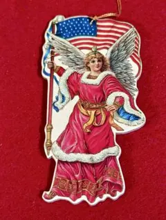 【ヴィンテージ風】アメリカ国旗を持つ天使のオーナメント①1986
