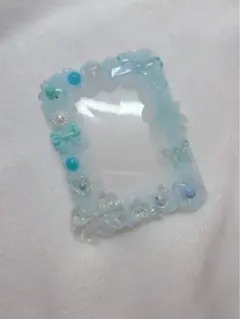 硬貨ケース トレカケース ケースデコ ホイップデコ ハンドメイド クリア 水色