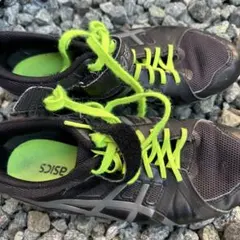 ASICS 陸上競技用スパイクシューズ ブラック/グリーン　24