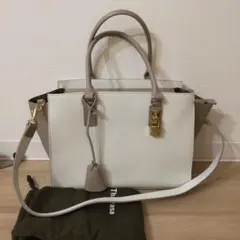 サマンサタバサ　バイカラー　白×ベージュ　2way　ショルダーバッグ　ハンド